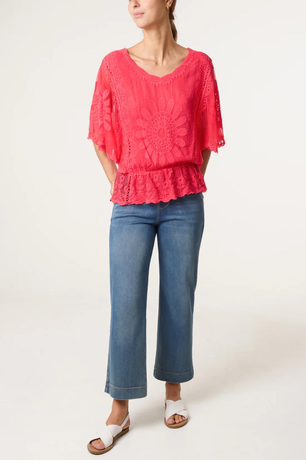Sunflower Lace Sleeve Blouse