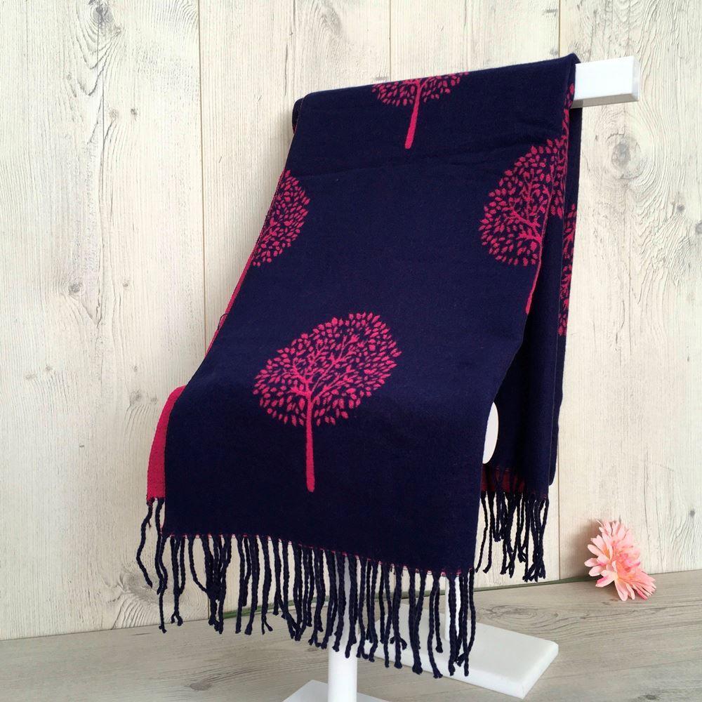 Cashmere blend Tree of Life Reversable Scarf - Beige & Grey