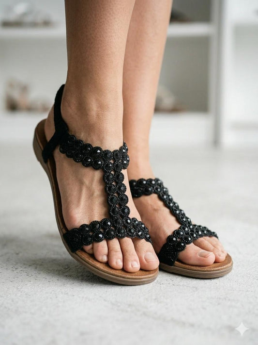 Beaded Crystal Slingback Sandals