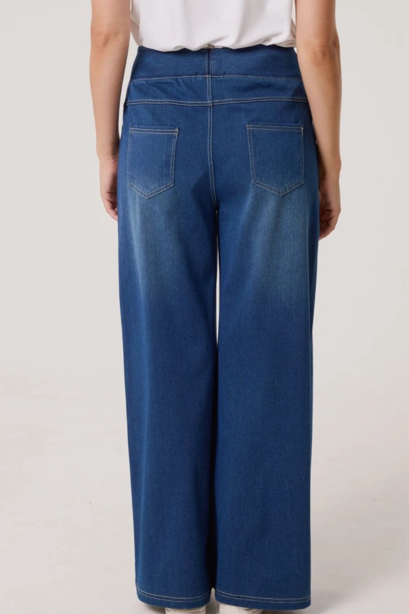 Wide Leg Stretchy Pull-On Denim Jeans